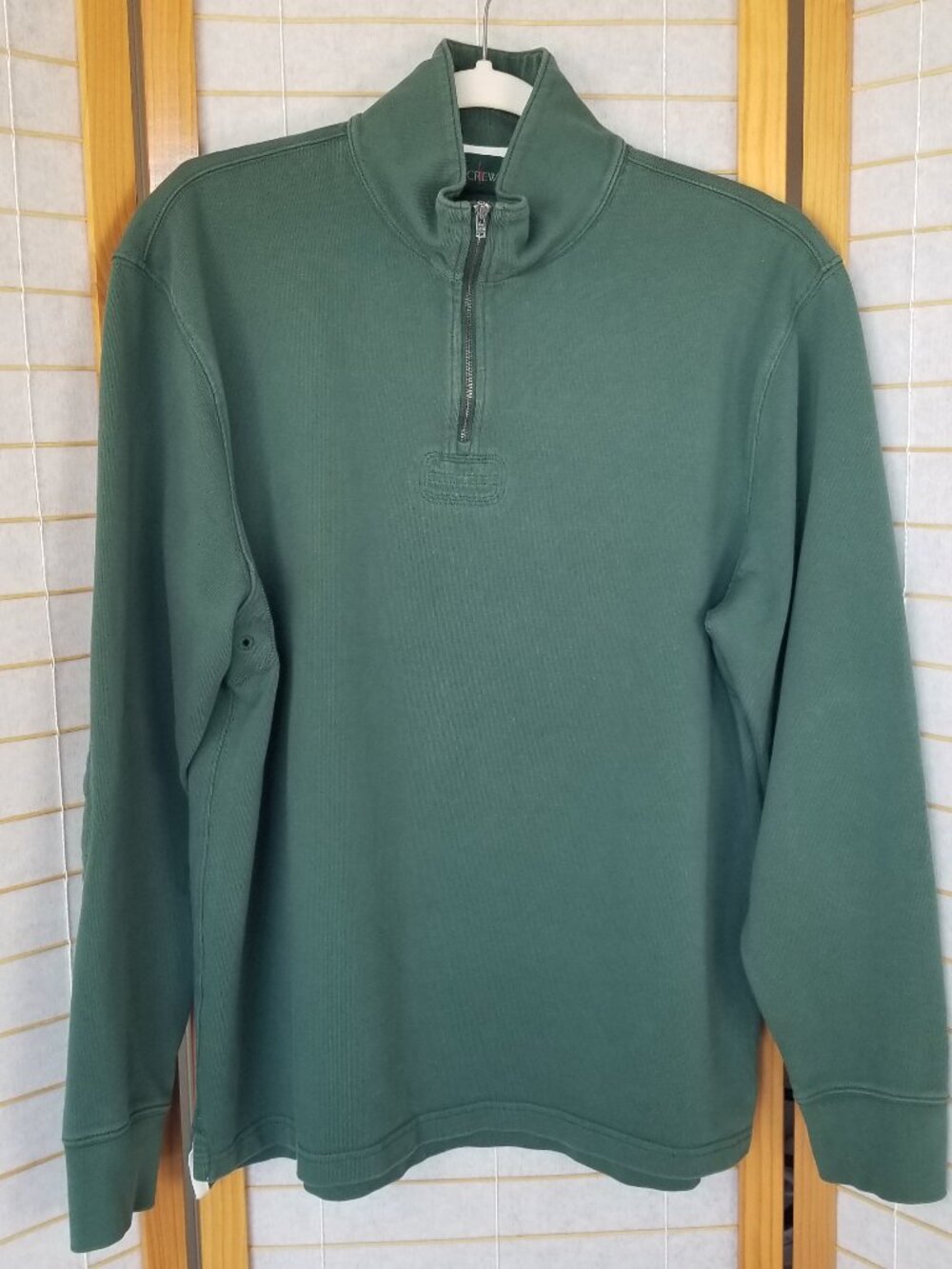 J. Crew Red Oarsman Men's Long Sleeve 1/4 Zip Sweatshirt Green Size Large Faded